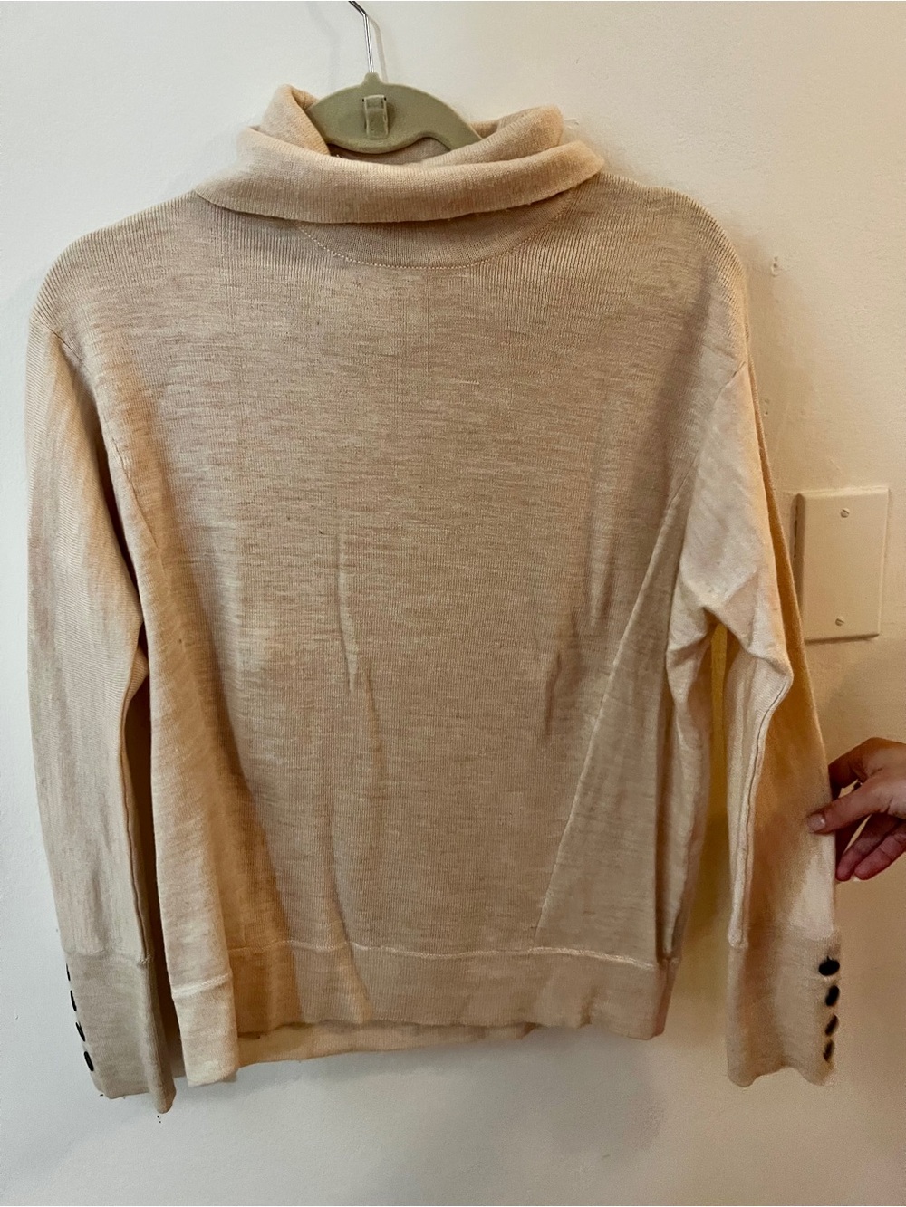 Moth Cream Cowl-Neck Turtleneck Sweater
